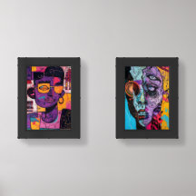 Bold Abstract Afro Art -Set of 2 Modern Wall Print