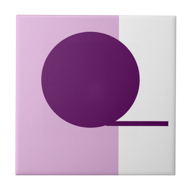 Bold Abstract Art Circle Purple Pink White Ceramic Tile (Front)