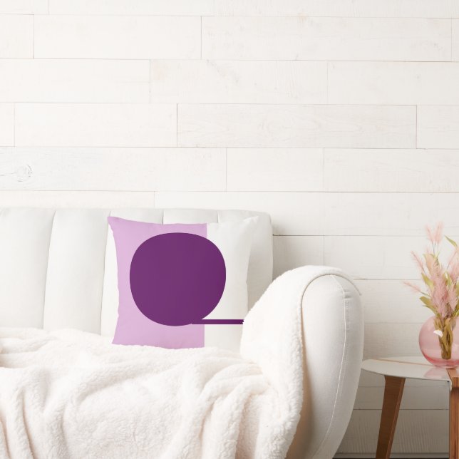 Bold Abstract Art Circle Purple Pink White Throw Pillow (Couch)