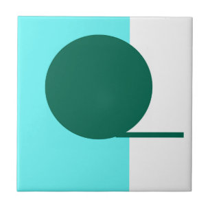 Bold Abstract Art Circle Turquoise Green White Ceramic Tile