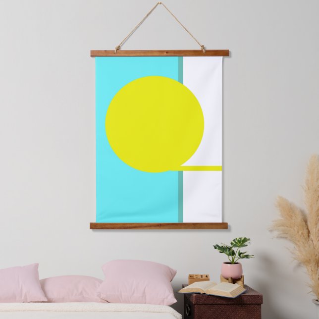 Bold Abstract Art Circle Turquoise Green Yellow Hanging Tapestry (Bedroom)