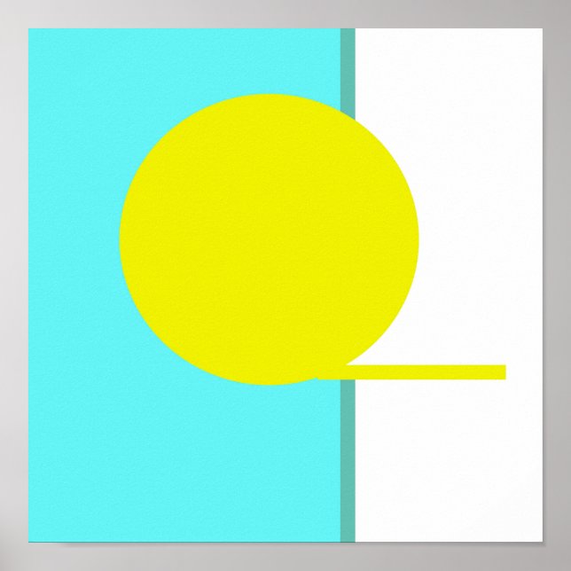 Bold Abstract Art Circle Turquoise Green Yellow Poster (Front)