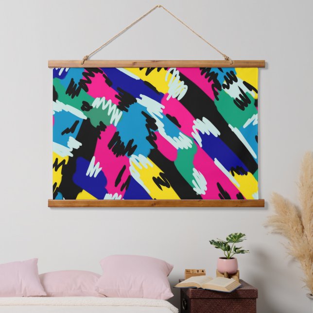Bold Abstract Art in Primary Colors  Hanging Tapestry (Bedroom)