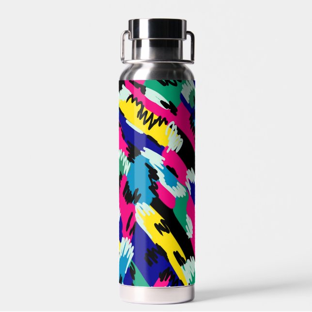 Bold Abstract Art in Primary Colors Water Bottle (Back)
