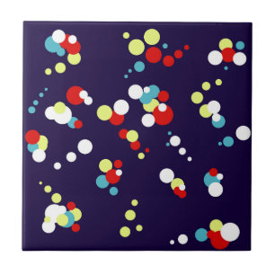 Bold Abstract Art Red Blue Yellow Circles Ceramic Tile