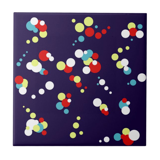 Bold Abstract Art Red Blue Yellow Circles Ceramic Tile (Front)