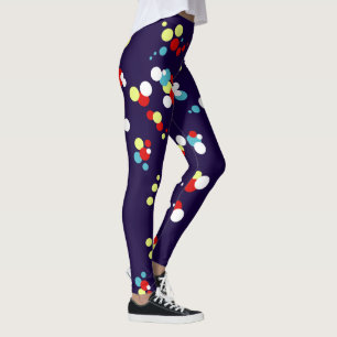 Bold Abstract Art Red Blue Yellow Circles Leggings