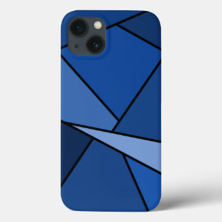 Bold Abstract Blue Geometric Shapes iPhone 13 Case