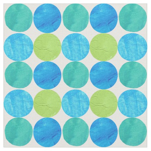 Bold Abstract Blue Green White Circles Fabric
