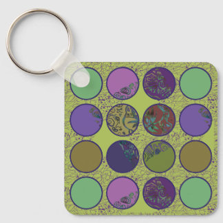 Bold Abstract Boho Circles: Retro Vibe Keychain