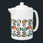 Bold Abstract Circles Mid Century Modern Pattern Teapot<br><div class="desc">Add a pop of color to your morning tea with this fabulous mid century inspired teapot. It features the bright and bold colors of turquoise,  two shades of orange,  gold,  and tan,  and black.</div>