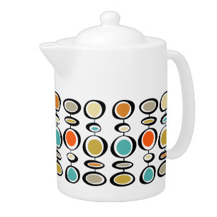 Bold Abstract Circles Mid Century Modern Pattern Teapot