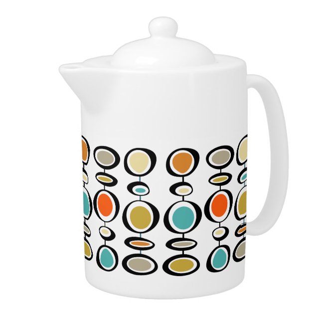 Bold Abstract Circles Mid Century Modern Pattern Teapot (Right)