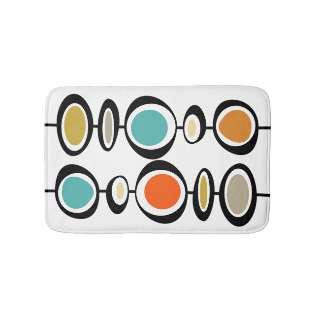 Bold Abstract Circles Mid Century Modern Retro Bath Mat (Front)