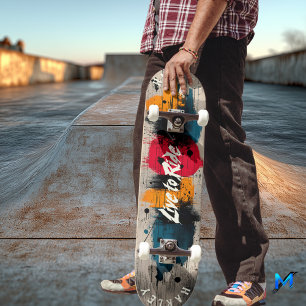 Bold Abstract Color Block - Live to Ride design Skateboard
