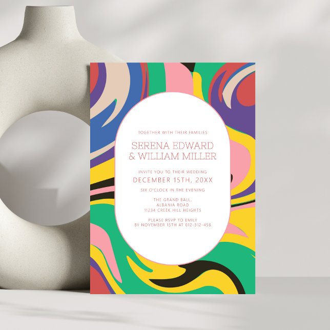 Bold Abstract Colorful Artsy Wedding  Invitation (Creator Uploaded)