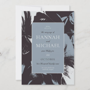 Bold Abstract Dusty Blue Black Invitation