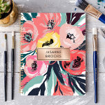 Bold Abstract Floral Custom Name Planner<br><div class="desc">This striking design features bold abstract florals in vibrant shades of coral, pink, yellow, and teal, accented with dynamic brushstrokes. The sleek rose gold nameplate adds a sophisticated and personalized touch. Perfect for professionals, students, or anyone who loves artistic and modern designs. Ideal for organizing tasks, journaling, or planning with...</div>