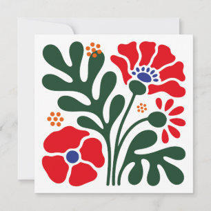 Bold Abstract Floral Flat Card with Poppy Motif
