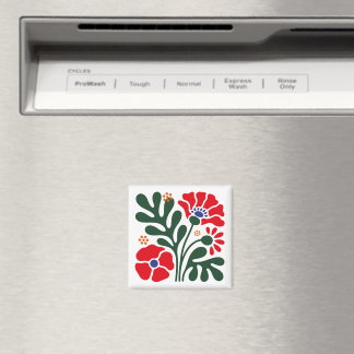 Bold Abstract Floral Magnet with Poppy Motif
