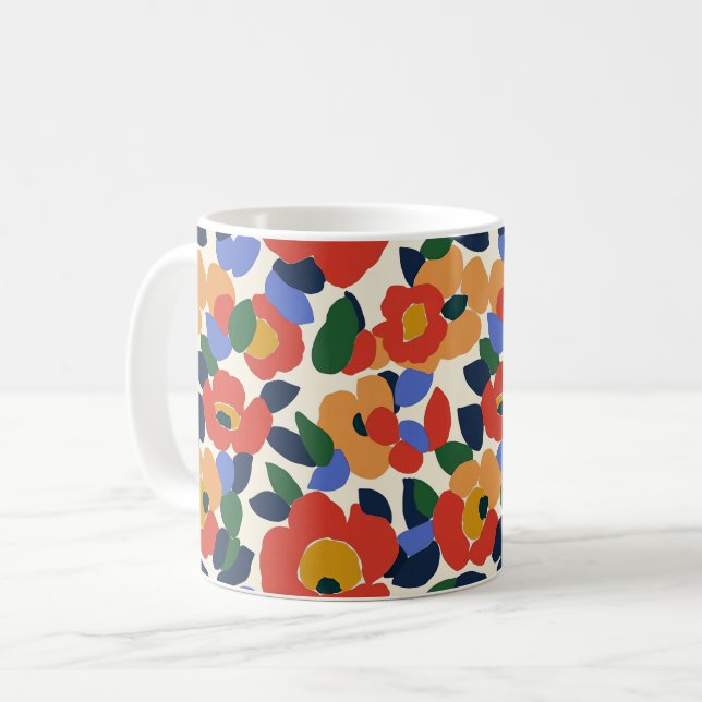 Bold Abstract Floral Pattern Coffee Mug (Front Left)