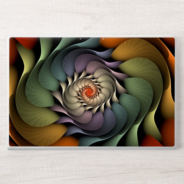 Bold Abstract Floral Rainbow Spiral HP Laptop Skin (Front)