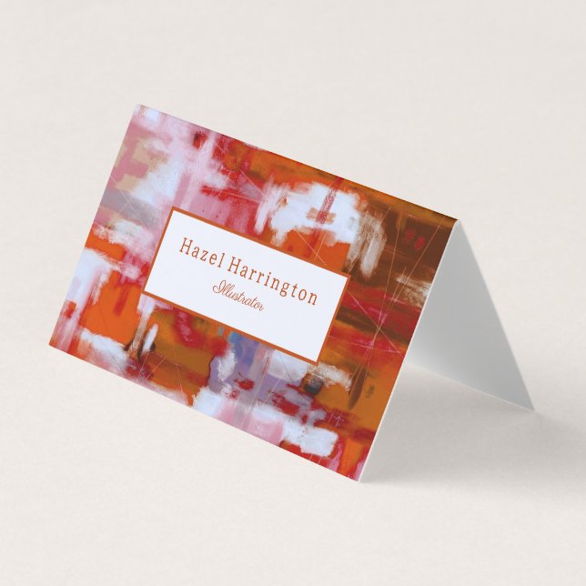 Bold Abstract Folded Business Card Customize Red  (Front)