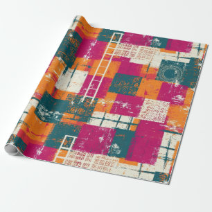 Bold Abstract Geometric - Grunge Brush Texture (1) Wrapping Paper