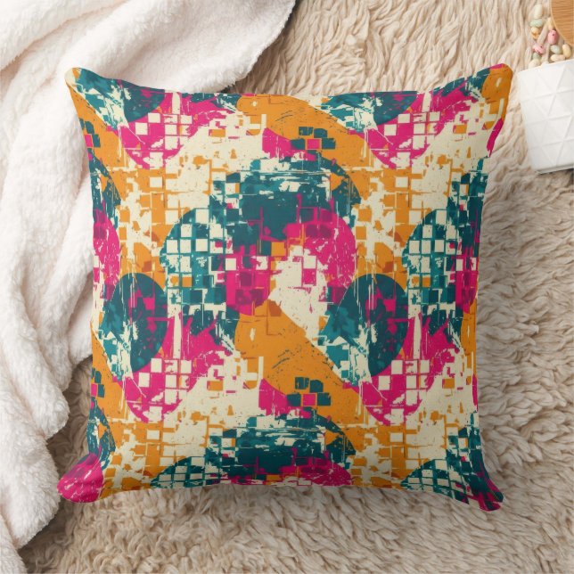 Bold Abstract Geometric - Grunge Brush Texture (3) Throw Pillow (Blanket)