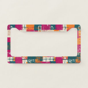 Bold Abstract Geometric - Grunge Brush Texture License Plate Frame