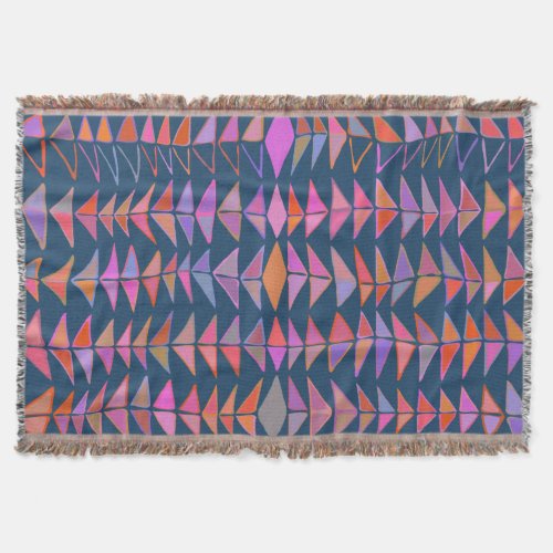 Bold Abstract Geometric Painted Triangles in Blue Throw Blanket