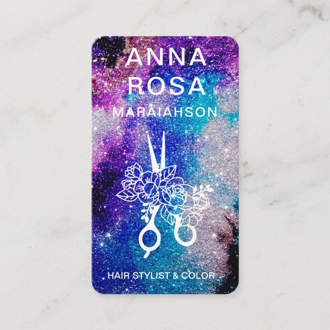 *~* Bold Abstract HAIR GLITTER QR LOGO PHOTO Business Card (Front)