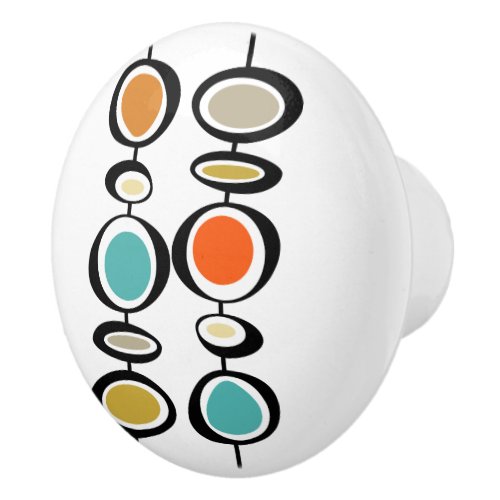 Bold Abstract Hanging Circles Mid Century Modern Ceramic Knob