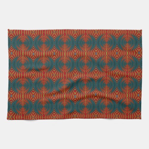   Bold Abstract Hippie Cool Red Blue Ethnic Trippy Kitchen Towel