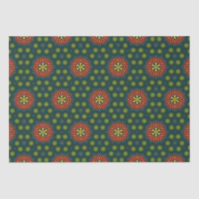  Bold Abstract Hippie Cute Red Green Ethnic Tribal Tissue Paper (Front)