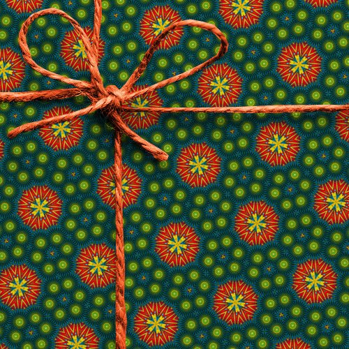  Bold Abstract Hippie Cute Red Green Ethnic Tribal Wrapping Paper