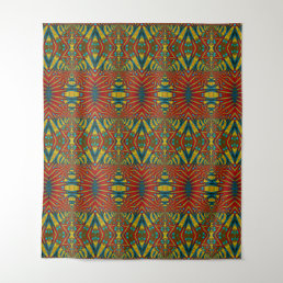 Bold Abstract Hippie Red Yellow Blue Ethnic Trippy Tapestry