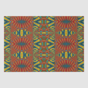 Bold Abstract Hippie Red Yellow Blue Ethnic Trippy Tissue Paper