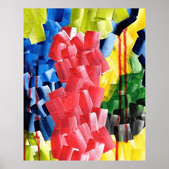 Bold Abstract in Red, Blue, Yellow, and Green Poster (Front)