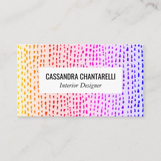 Bold Abstract Ink Dots Rainbow Chic Colorful Business Card (Front)