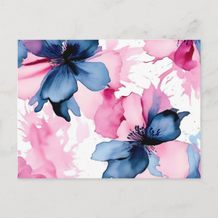Bold Abstract Inky Petals with Watercolor Effects Postcard
