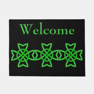 Bold Abstract Irish Green Celtic Knot Doormat