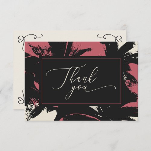 Bold Abstract Lily Fall Winter Magenta Thank You Card