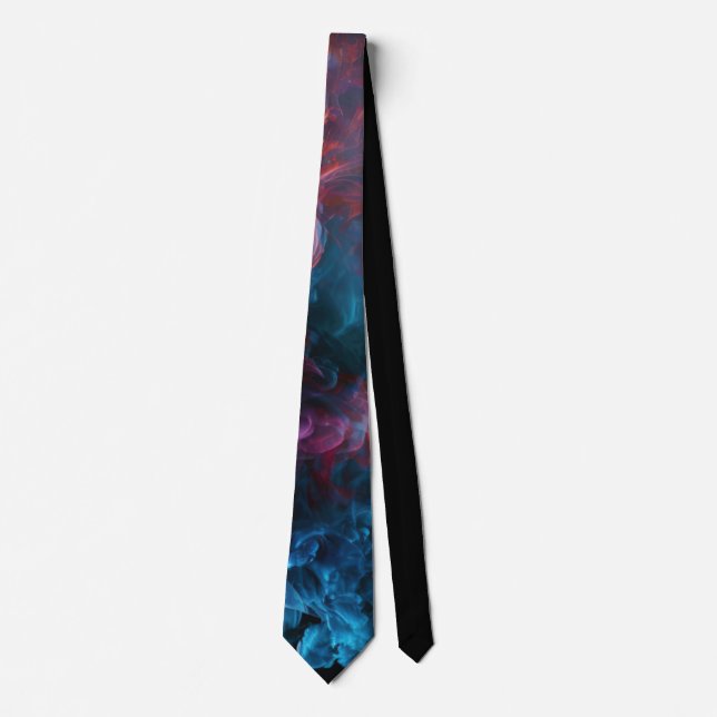 Bold Abstract Liquid Black Blue Purple Neck Tie (Front)