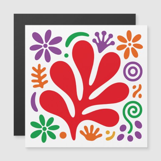 Bold Abstract Magnetic Card Floral Matisse Style (Front/Back)