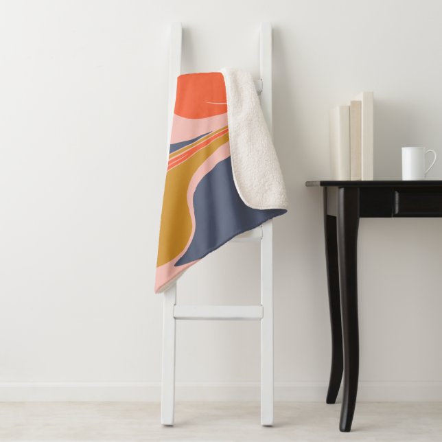 Bold Abstract Marble Graphic Design Painting Sherpa Blanket (In Situ)