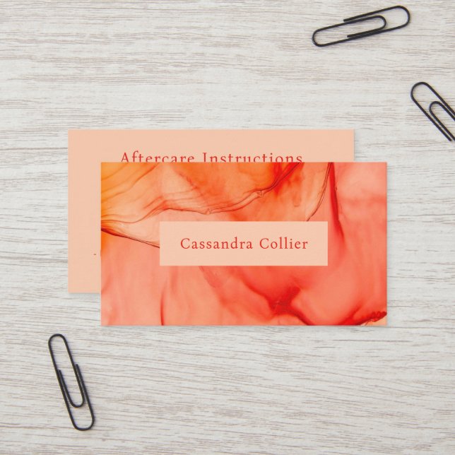 Bold Abstract Orange Modern Aftercare Business Card (Front/Back In Situ)