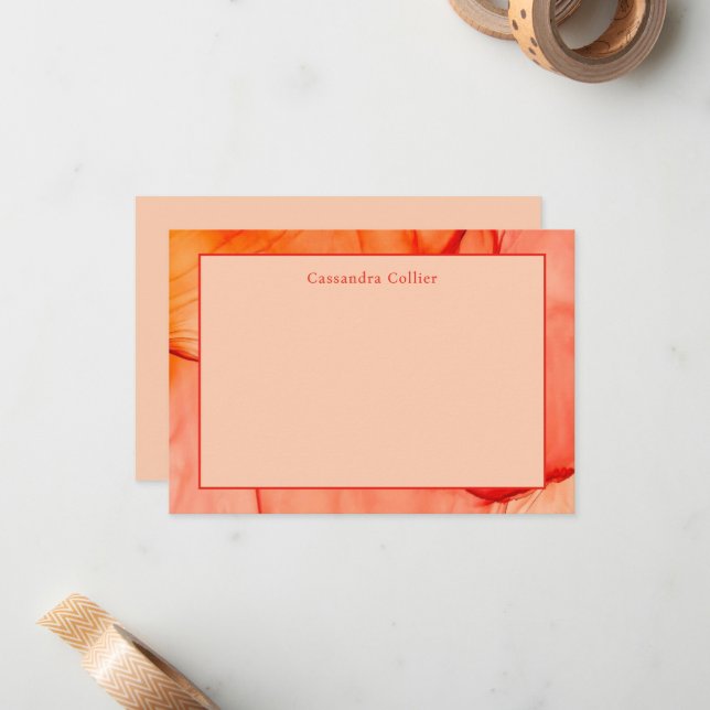 Bold Abstract Orange Modern Business Note Card (Front/Back In Situ)