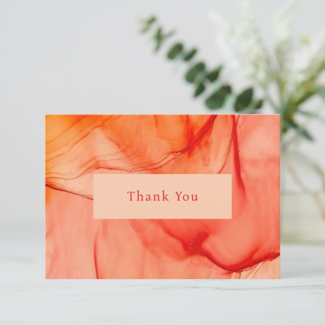 Bold Abstract Orange Modern Business Thank You Card (Standing Front)