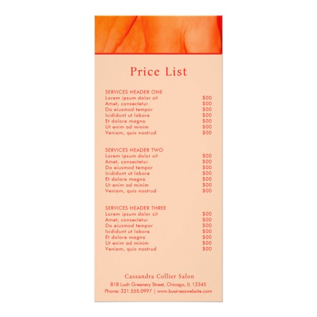 Bold Abstract Orange Modern Rack Card (Front)
